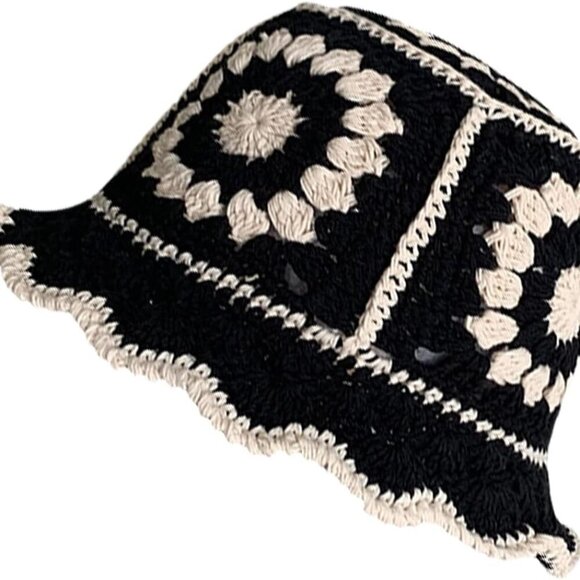 Accessories - Crochet Bucket Hat for Women Knit Handmade Foldable Floppy Beach Hat Fashion Cut